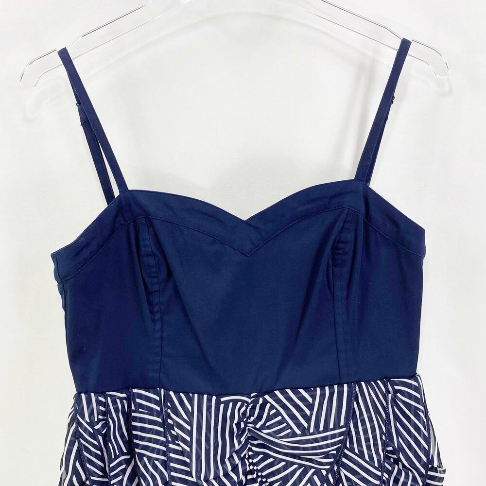 H&M Navy Blue Striped Empire Waist Sleeveless Mini Dress - Picture 4 of 10